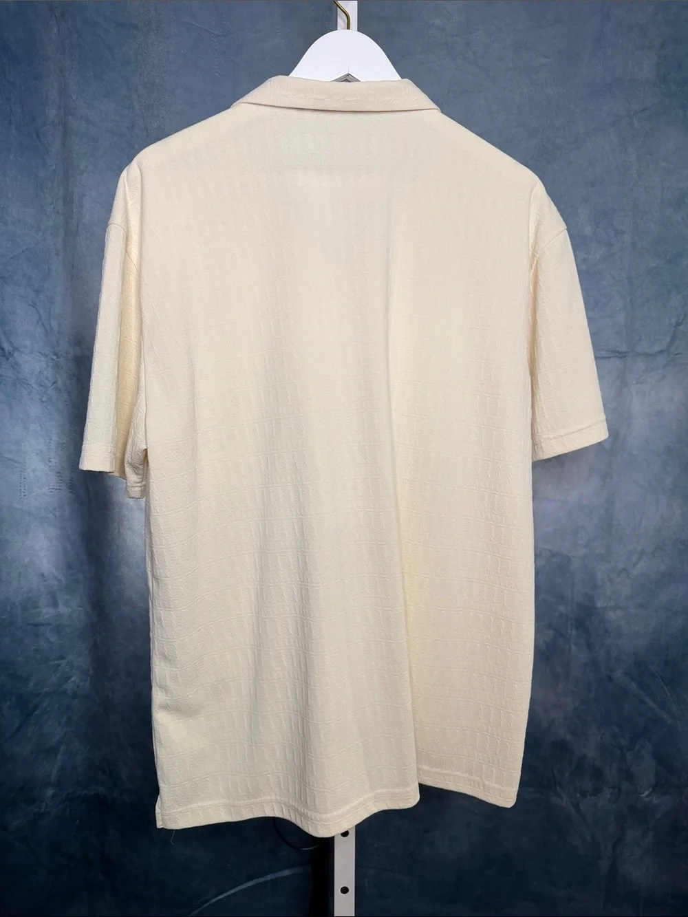 Men's Cream Short-Sleeve Shirt Jacket with Patch Pockets Relax Fit Size XL